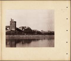 Pages from a vintage scrapbook featuring albumen print photographs of European cities in France, including Marseilles, Avignon, Bordeaux, Tours, and Dijon