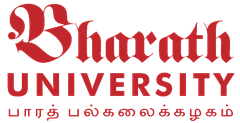 Banner of Bharath University logo with red and black text