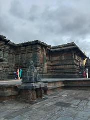 Intricate stone carvings at Chennakesava Temple in Belur, Karnataka