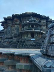 Intricate stone carvings on the Chennakesava Temple in Belur, Karnataka