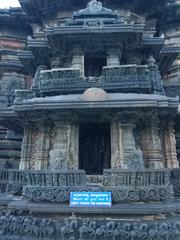 Intricate stone carvings at Chennakesava Temple in Belur, Karnataka