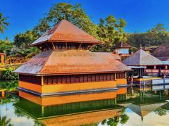 Sree Ananthapadmanabha Swamy temple inside a large square water tank in Kumbla, Kerala