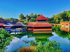 Sree Ananthapadmanabha Swamy Vishnu temple inside square water tank in Kumbla Kerala