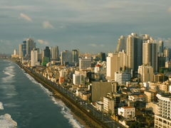 Colombo city skyline in the middle of the day with clear blue sky