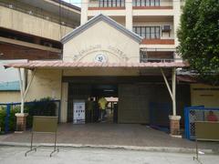 Facade of Angelicum College located at Santo Domingo, Quezon City with surrounding barangays Santo Domingo, Manresa, Siena, San Francisco del Monte, and Masambong