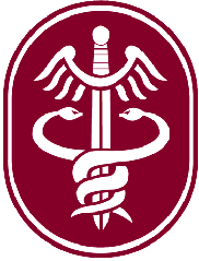 U.S. Army Medical Command patch embroidered with a caduceus symbol and text