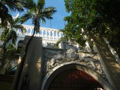 San Miguel district in Manila featuring San Beda University, Mendiola Peace Arch, Chino Roces Bridge, and Department of Social Welfare and Development buildings