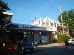 View of Mendiola Street and nearby landmarks including San Beda University, Mendiola Peace Arch and Chino Roces Freedom Bridge in San Miguel, Manila