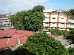 San Beda College and Manila MRT Line 2-LRT 1 pedestrian footbridge in Santa Cruz, Manila