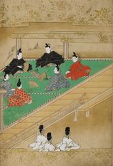 Prince Takayoshi and colleagues from Ehon Shinkyoku illustration