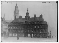 Historic image of the Bourse building in Lille, France, circa 1915-1920