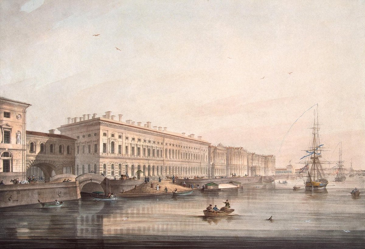 View of the Palace Embankment in Saint Petersburg featuring historic buildings along the waterfront