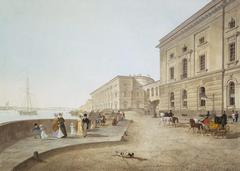 Historic Palace Embankment near Hermitage Theatre in Saint Petersburg