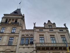 Scenic view of Luxembourg city with historic architecture and greenery