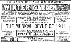 Newspaper advertisement for the 1911 Broadway musical La Belle Paree at Winter Garden Theatre