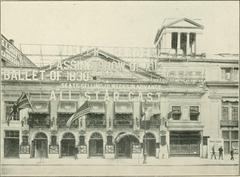 Historical map titled 'Our theatres to-day and yesterday' from 1913 showing theatre locations in New York State