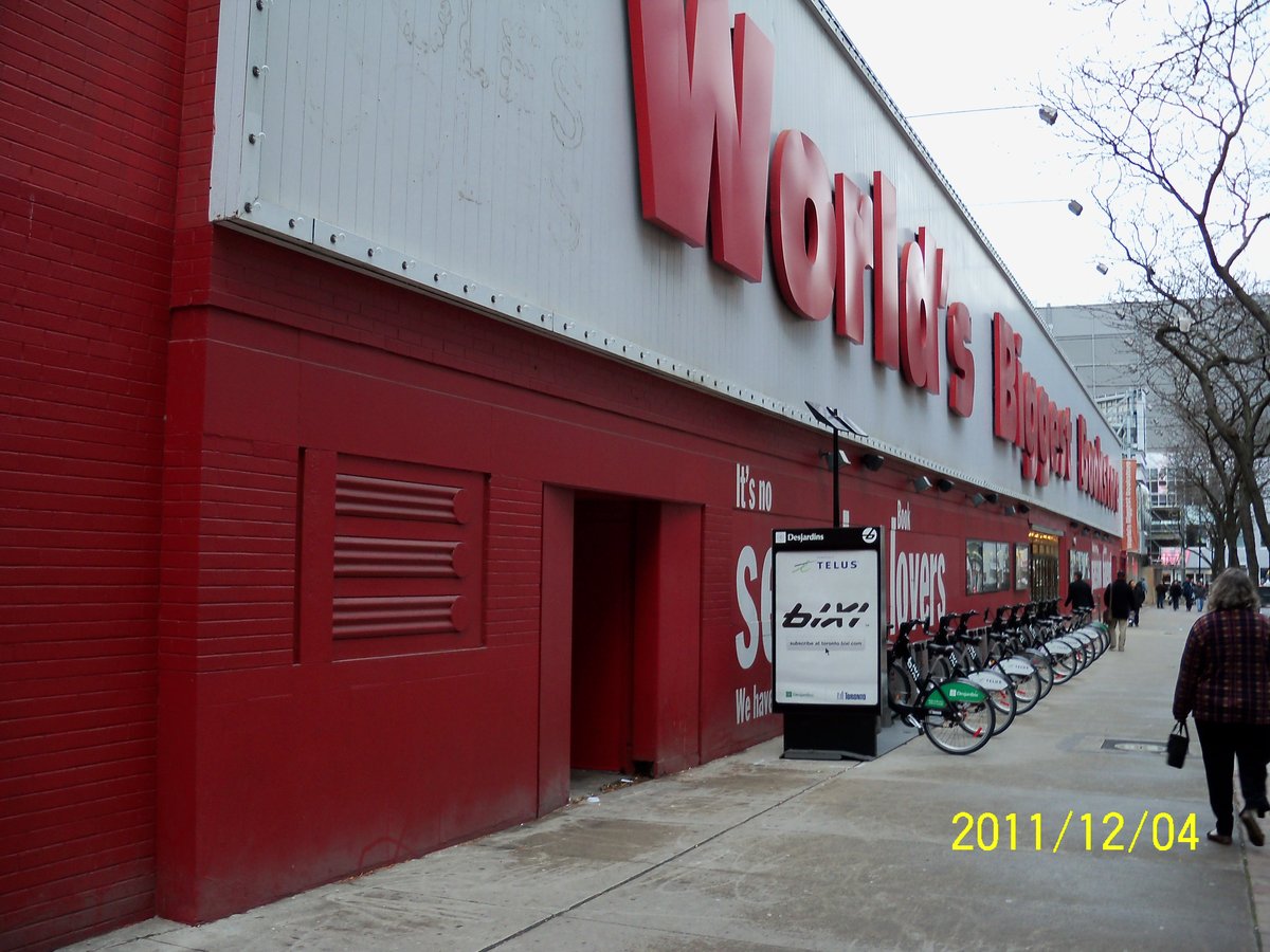 Exterior view of a large bookstore in Toronto claiming to be the world's biggest bookstore