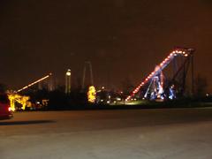 Worlds of Fun amusement park lit up at night