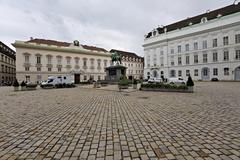 Josefsplatz square in Vienna with historic buildings and clear sky