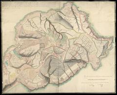 Historical map of Monte Acho in Ceuta showing the lands occupied by the plaza residents in 1801