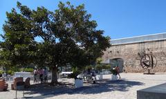Es Baluard Museum in Palma de Mallorca with blue sky and surrounding buildings