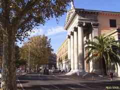 Scenic view of Ile-de-Beauté square towards Rue Cassini with Port church on the right in Nice, France
