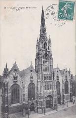 Gothic and neo-Gothic Saint Maurice Church in Lille, France