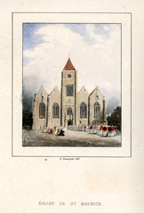 Lithograph plan of Église de St. Maurice in Lille from the Atlas topographique et historique by Brun-Lavainne