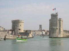 View of La Rochelle harbour with boats and buildings