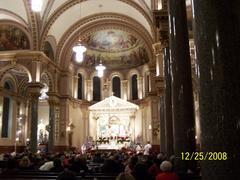Interior of St. Hedwig Church Chicago decorated for Christmas 2008 with white painted altar