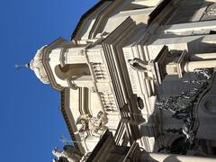 Close-up details of architectural elements at the Vatican with ornate stonework and columns
