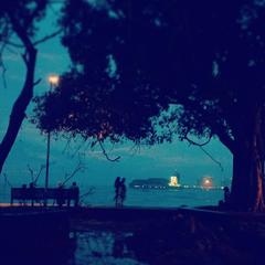 Evening scene at Fort Kochi with historic buildings and waterfront