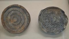 Ancient roof tile with concentric circle and lotus flower patterns unearthed from Naniwa Palace ruins