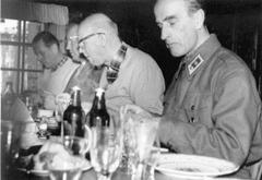 President Urho Kekkonen and Generalmajor Adolf Ehrnrooth having lunch at Marskin Maja in Loppi