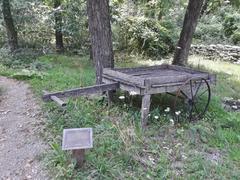 Historical farm cart displayed at Humpback Rocks Visitor Center on Blue Ridge Parkway in Virginia
