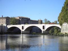 Ponte Principe Amedeo bridge over the Tiber River in Rome with the Santo Spirito church in the background