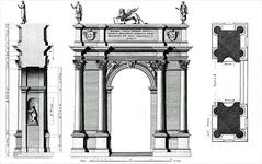Arco delle Scalette in Vicenza, likely designed by Andrea Palladio in 1576, historical drawing by Ottavio Bertotti Scamozzi in 1776