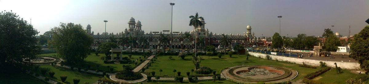 Panoramic view of Lucknow Railway Station Charbagh from foot over bridge