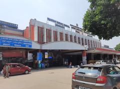 Bangalore City Railway Station platform with trains and passengers
