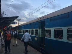 KSR Bangalore railway station illuminated in the evening