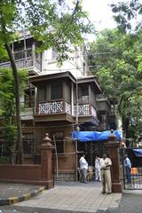 Mani Bhavan Museum and Gandhi Memorial in Mumbai with Indian flag and trees