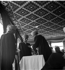 Yuvraj of Jammu and Kashmir pinning medal on graduate at University of Jammu and Kashmir convocation in Srinagar