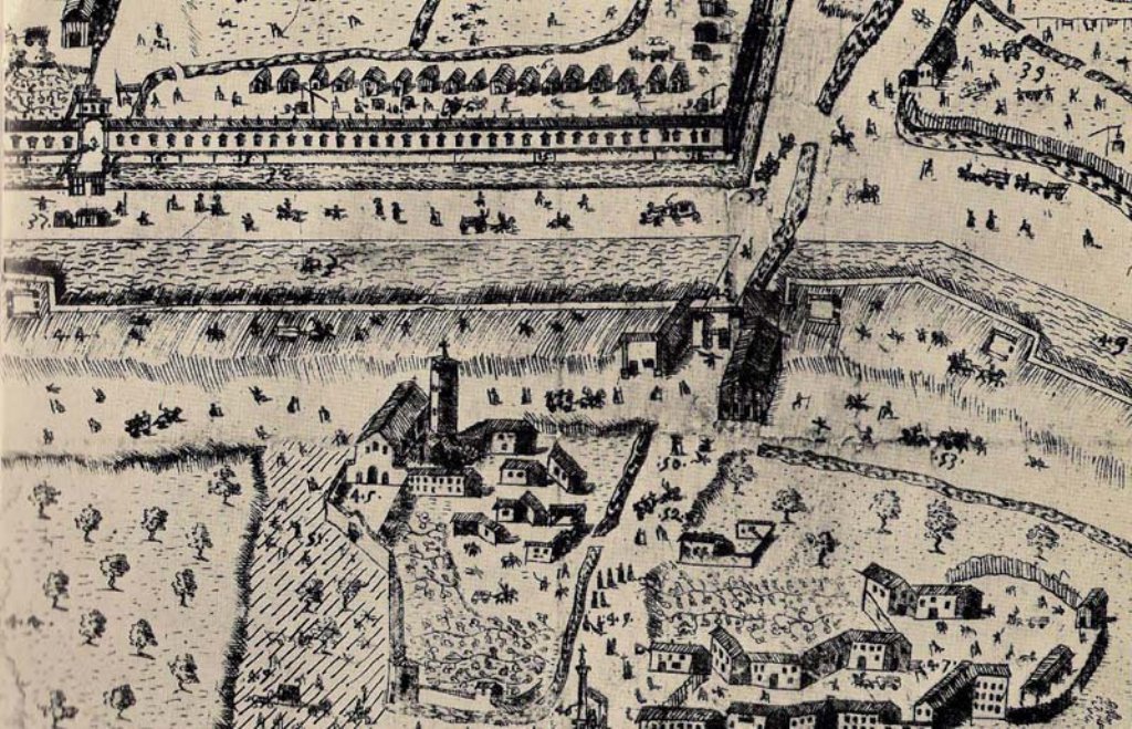 The Basilica of San Dionigi and Porta Orientale in Milan as depicted in 1700