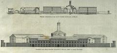 Facade of the new judicial prison in Milan facing Piazza Filangeri