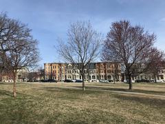 Rowhouses on East Baltimore Street between North Luzerne and Glover Streets in Baltimore, Maryland