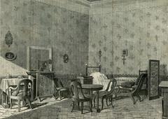 Alessandro Manzoni's bedroom woodcut illustration
