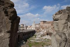 Ruins of the Forum of Augustus in Rome under a clear sky