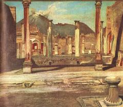Pompeii garden with house of the surgeon and Mount Vesuvius in background 1897-1898 painting by Csontváry Kosztka Tivadar