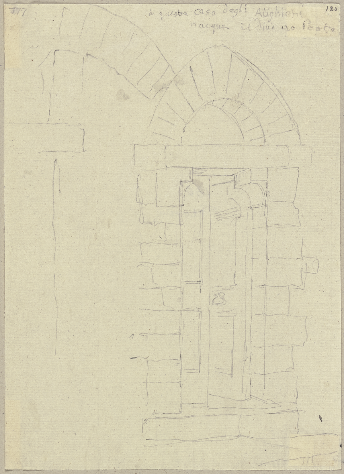 Historic wooden door of Dante Alighieri's birth house