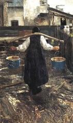 Painting of a woman carrying water, titled Die Wasserträgerin